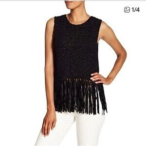 A.L.C. Carmelita black knit tassel fringe sleeveless top.. worn once.like new